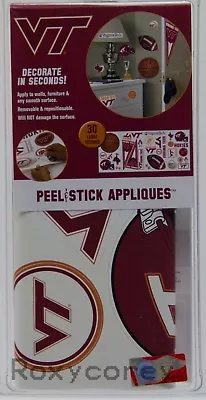 Virginia Tech VT Hokies Peel & Stick Appliques With 30 Wall Decals NIP • $24.99