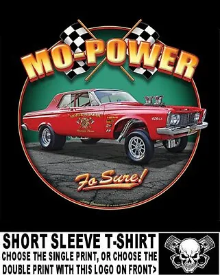 Vintage 1963 Bad Ass 426 Hemi Mo-Power Gasser Drag Race Skull Car T-shirt AB74 • $28.99