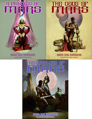 THE MARS COLLECTION X3! Edgar Rice Burroughs Novels Illustrated By Mike Hoffman! • $44.95