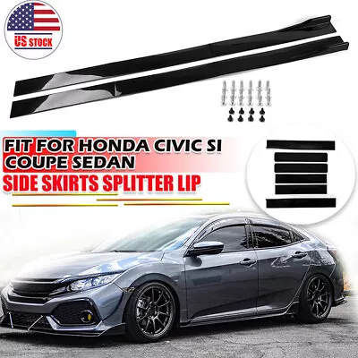 78.7  Side Skirts Extensions Splitter Lip Gloss Black FOR Honda Civic Si EX LX • $41.99