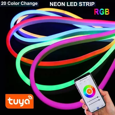 Smart Wifi Bluetooth RGB LED Neon Flex Rope Strip Lights Party Bar Sign Outdoor • $7.89