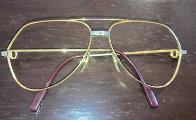 $152.50 • Buy Vintage!!! CARTIER Santos AVIATOR 140 62 14 Glasses GOLD Plated Authentic 1983