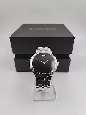 Movado Men’s Veturi Silver Tone Black Dial Swiss Quartz Watch - 0607415 • $134