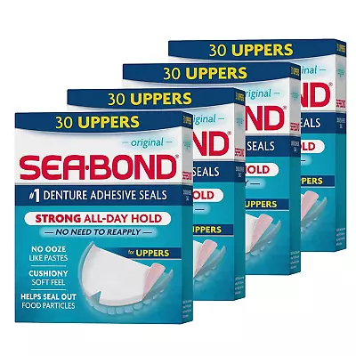 4Pack Sea Bond Secure Denture Adhesive Seals Original Uppers Zinc Free 30count • $27.29
