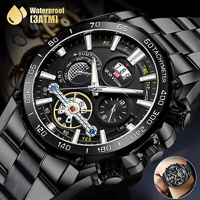 $14.48 • Buy Waterproof Men's Watch Luminous Relojes De Hombre Stainless Steel Quartz Classic