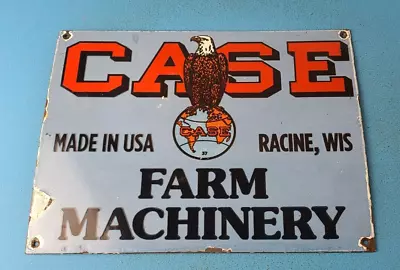 Vintage Case Tractors Porcelain Quality General Store Farm Equip Gas Pump Sign • $138.47