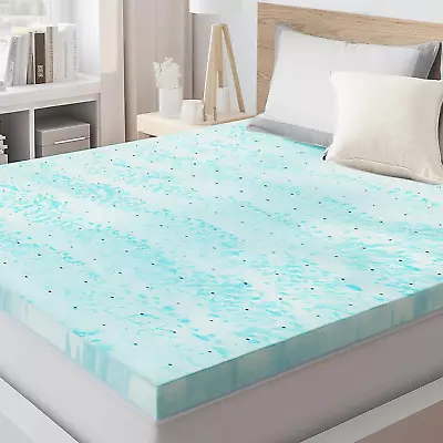 Memory Foam Mattress Topper 2 Inch Thick Gel Infused Cooling Toppers Pad For Fu • $52.06