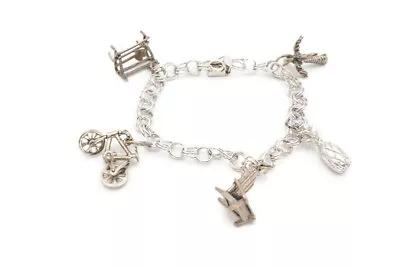 Vintage Sterling Silver 925 Loaded Charm Bracelet 6.75  • $59.49