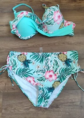 New Mint Floral Bikini Plus Size 18 • £17.99