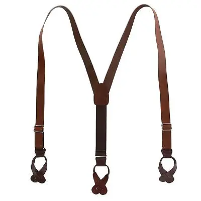 New CTM Men's Coated Leather Button-End 1 Inch Suspenders • $37.94