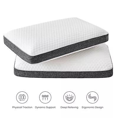 2 X Memory Foam Bed Pillow Orthopedic Neck Support Washable Cover Hypoallergenic • $34.98