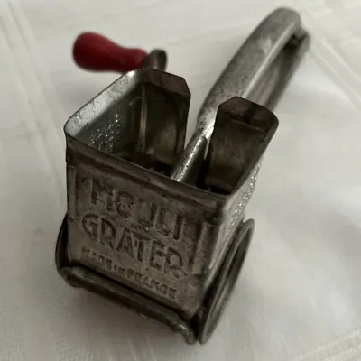 Vintage Mouli Hand Crank Metal Cheese Grater Red Wood Handle Made In France • $8.95