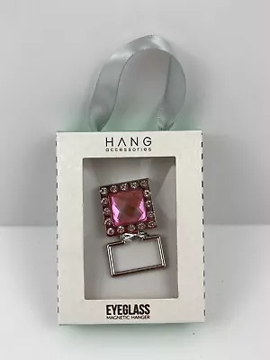 Eyeglass Holder Magnetic Pink Jewel/ Silver Tone Hang Accessories • $7.99