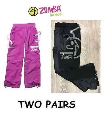 2 X Ladies Black Pink Zumba Combat Pants Trousers Bottoms Dance Size XL 14-16 • £13.95