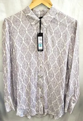 M&S Autograph White & Purple Patterned Long Sleeve Shirt Size 14 BNWT CG P05 • £7.99