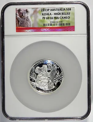 $249.95 • Buy 2013 P Silver Australia High Relief ~ $8 Koala 5 Oz Proof Coin ~ Ngc Pf 69 ~ Box