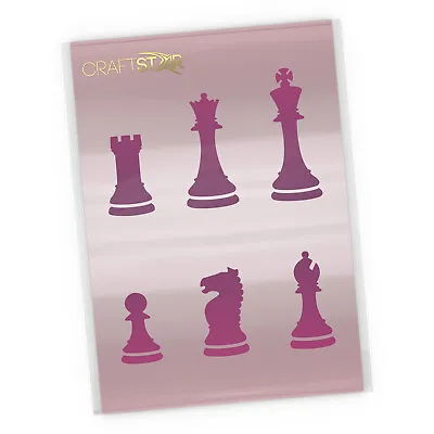 £4.95 • Buy Chess Pieces Stencil Set - Craft / Home Decor / Airbrush Chess Stencil Template