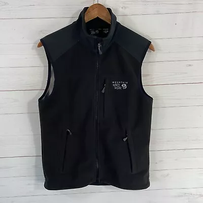 Mountain Hardwear Mens Tech Fleece Vest Sz Small Black Zip Front Pockets OM4165 • $20