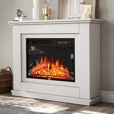 Wood Mantel LED Flame Electric Fire Inset Fireplace&Surround Living Room Decor • £129.95