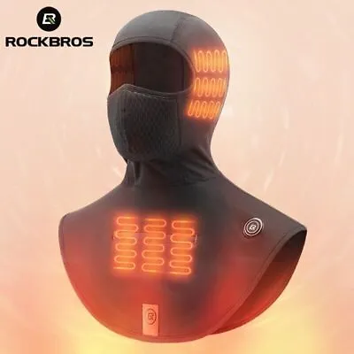 ROCKBROS Intelligent Heating Full Face Mask Motorcycle Balaclava Winter Warm USB • $34.99