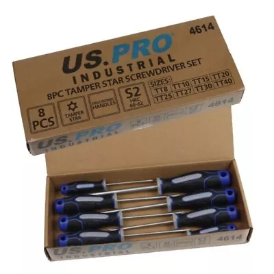 US PRO 8pc Tamper Proof Torx Screwdriver Set T8 T10 T15 T20 T25 T27 T30 T40 • £13.95