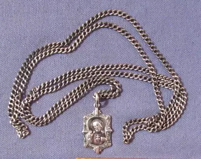 Vintage Sterling Silver Saint Ann Pendant On 31  Sterling Chain World War Ii Era • $32