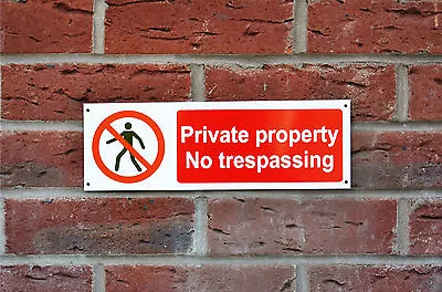 PRIVATE PROPERTY NO TRESPASSING Dibond Or Plastic Sign Or Sticker 300mmx100mm  • £2.99