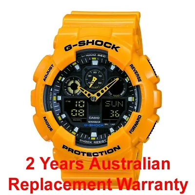 CASIO G-SHOCK MEN WATCH GA-100A-9A YELLOW-ORANGE X BLACK GA100A-9ADR 2Y WARRANTY • $149.90