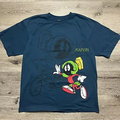 Vintage 90s Looney Tunes Marvin The Martian Shadow Spellout Shirt XL Made USA • $45