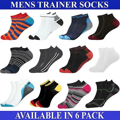 6 7 Pairs Mens Trainers Socks Invisible Ankle Shoe Liner Gym Multipack 6-11 • £4.79