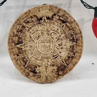 Hecho En Mexico Aztec Mayan 3D Calendar Tan Stone 6-3/4 Inch Wall Hanging Plaque • $19
