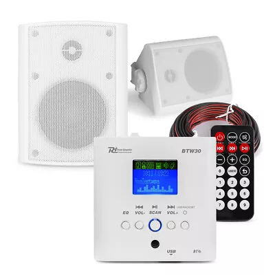 Garden Speaker System With 2x BGO40 4  White Wall Mount Speakers - PD BTW30 • £135