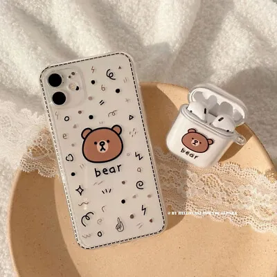 $10.99 • Buy Cute Cartoon Bear Case Cover For IPhone 11 12 Pro Max Xs XR 7 8 Plus SE 2020