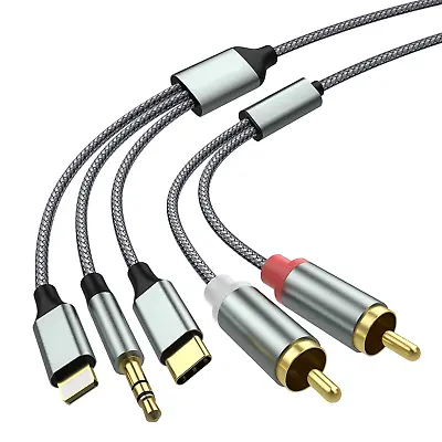 Lightning To RCA Cable Audio Aux AdapterRCA To 3.5mm Cable USB C To 2 RCA Audio • $22.99