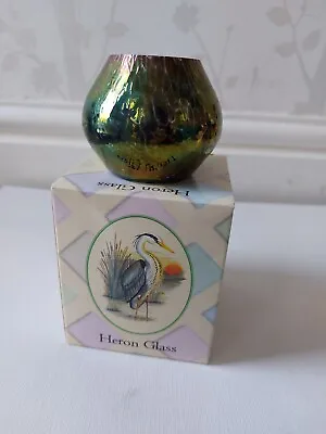 £8 • Buy Small Heron Glass Iridescent Vase Boxed