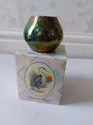 £8 • Buy Small Heron Glass Iridescent Vase Boxed