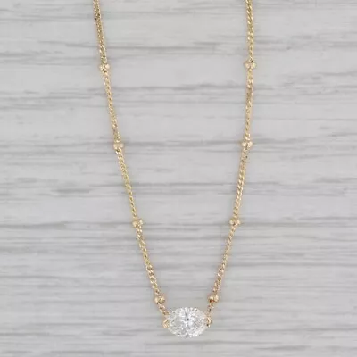 New 0.43ct Marquise Diamond Solitaire Bead Station Necklace 14k Gold 16  GIA • $899.99