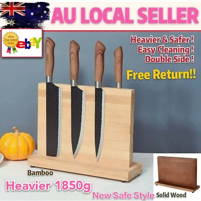 Magnetic Knife Holder Powerful Magnet Bamboo / Solid Wood Universal Knives Block • $42.50