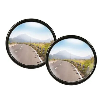 2 X STICK-ON ROUND BLIND SPOT WIDE ANGLED MIRROR WING VAN CAR SAFETY ACCESSORIES • £2.89