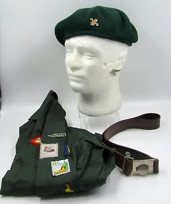 Vintage Boy Cub Scouts Uniform - Beret Belt & Shirt - 42nd Belfast Knockbreda • $49.67