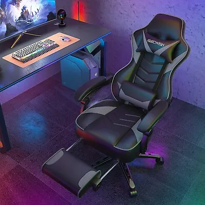 Ergonomic Gaming Chair Executive Office Recliner Seat Massage Cushion Footrest • £109.99