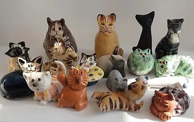 £3.20 • Buy Large & Unusual Collection Of 17 Small Pottery Cats, Various Colours And Styles