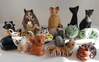 £3.20 • Buy Large & Unusual Collection Of 17 Small Pottery Cats, Various Colours And Styles