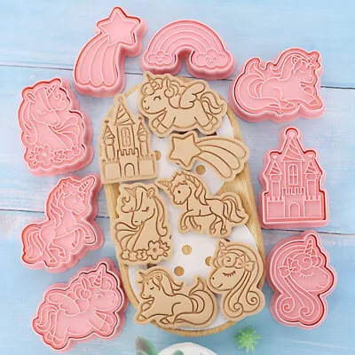 $13.99 • Buy 8Pcs Unicorn Cookie Cutter Mold Biscuit Baking Press Stamp Molds