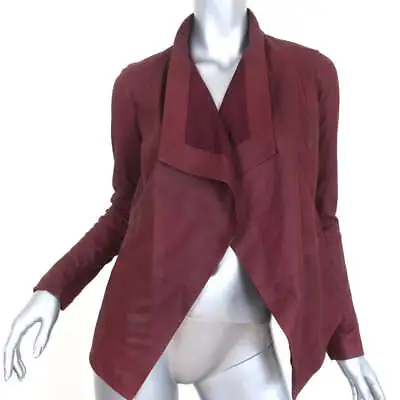 Vince Drape Neck Leather Jacket Burgundy Size Extra Small • $275