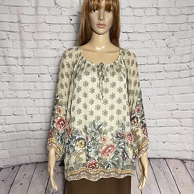 New Tempo Paris Silk Viscose Floral Top Made In Italy Size M/L  • $35.10