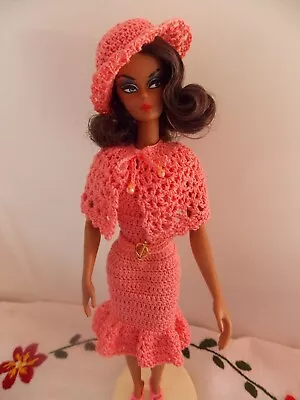 Handmade Crochet OOAK Outfit Dress For Silkstone Barbie FR Vanessa Vintage. • $17
