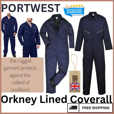 Portwest Winter Workwear Safty Boiler Suit Orkney Lined Coverall/Overall-S816 UK • £46.85