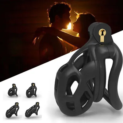 3D Male Cobra Resin Chastity Cage Lock Device Kit With 4 Rings Virginity Device • £10.99