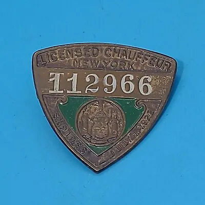 $24.99 • Buy Vintage New York Chauffeur Taxicab Driver Employee ID Badge Pin Taxi 1-3/8 T